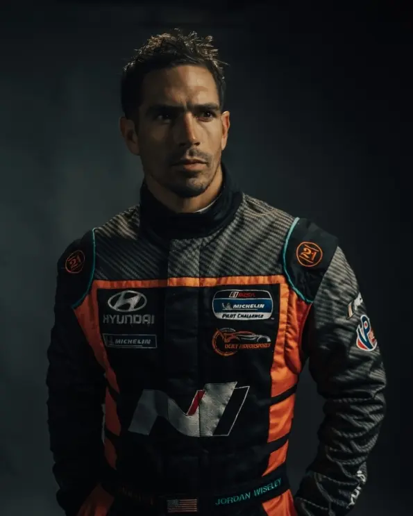 Jordan Wiseley in Hyundai N IMSA Michelin Pilot Challenge racing gear